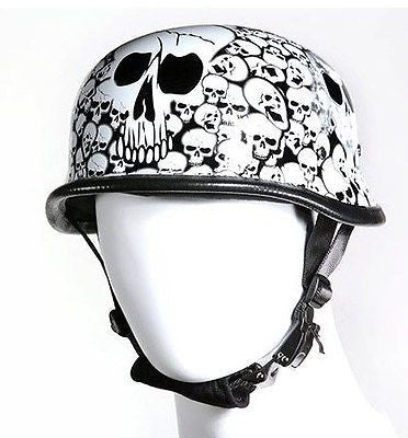 black and white skull motorcycle helmet Motorcycle riders German White Skull Graveyard novelty helmet – Leather Place