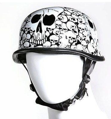 Motorcycle riders German White Skull Graveyard novelty helmet 