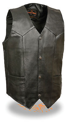 MEN'S RIDERS CLASSIC PLAIN BIKER VEST WITH SNAP BUTTONS WITH V NECK UPTO SIZE 74 