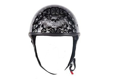 Motorcycle Shiny Blk/Gloss Finish DOT approved Skull Graphic helmet 