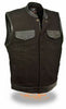 Men's Motorcycle Blk Son of Anarcy denim vest with leather trim 