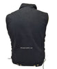 Men's Motorcycle Blk 8 Pocket denim shirt collar vest with side laces 