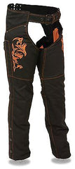 MOTORYCLE WOMEN'S ORANGE TEXTILE TRIBAL EMBRIODERY& REFLECTIVE DETAIL CHAP