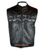 MEN'S MOTORCYCLE RIDERS REFLECTIVE SKULL REAL LEATHER VEST VERY SOFT NEW 