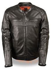 MEN'S MOTORCYCLE SCOOTER QUILTED PATTERN TRIPLE VENT WITH VENTS VERY SOFTLEATHER
