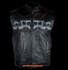 MEN'S MOTORCYCLE RIDERS REFLECTIVE SKULL REAL LEATHER VEST VERY SOFT NEW 