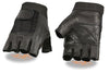MOTORCYCLE MEN'S FINGERLESS SPENDAX GLOVES VERY SOFT LEATHER WITH MESH &GEL PALM 