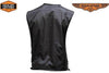Men's Blk Side Lace Textile Motorcycle Vest with 2 Gun pockets and Leather trim 
