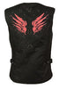 WOMEN'S MOTORCYCLE RIDING RED TEXTILE VEST W/ STUD & WINGS DETAILING REFLECTIVE 
