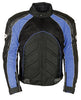 MEN'S MOTORCYCLE BLUE COMBO LEATHER/TEXTILE MESH RACER JACKET W/ARMOUR INSIDE 