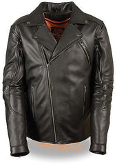 MEN'S MOTORCYCLE BLK TRIPLE STITCH POLICE JACKET W/2 GUN POCKETS COW NAKED