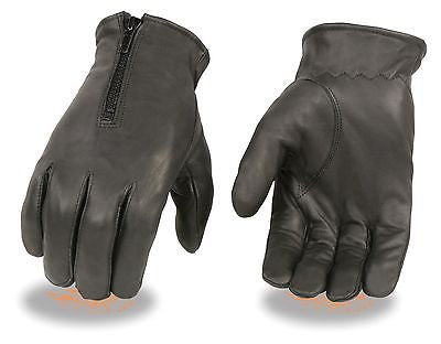MEN'S DRIVING GLOVES VERY SOFT TOP QUALITY LEATHER WITH ZIPPER BLACK COLOR NEW 