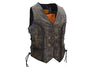 WOMEN'S MOTORCYCLE DISTRESSED/BRN CLASSIC BRAIDED BIKER VEST WITH LACES 
