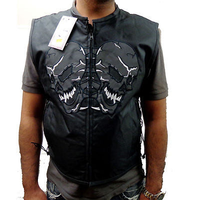 MEN'S SKULL TEXTILE VEST WITH REFLECTIVE FEATURE LIGHT WEIGHT W/GUN POCKET NEW 