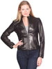 WOMEN'S GENUINE LEATHER JACKET W/CHINESE COLLAR BUTTER SOFT WITH FRONT ZIPPER 