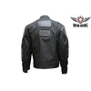 MEN'S MOTORCYCLE SCOOTER TEXTILE/LEATHER COMBO JACKET WITH REFLECTIVE STRIPES 