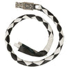 MOTORCYCLE 39" BLK/WHITE BRAIDED BIKER OLD SCHOOL REAL LEATHER WHIP 