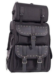 MOTORCYCLE LARGE TWO PIECE STUDDED SISSY TRAVEL BAR TOURING BAG LUGGAGE PVC