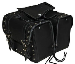 Waterproof Motorcycle Luggage Saddlebag Black Leather PVC Slanted
