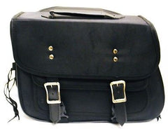 MOTORCYCLE BLACK SADDLEBAG PLAIN TWO STRAP SIZE MEDIUM ZIP OFF BAG 15.5x11.5x5.5