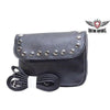MOTORCYLE WOMEN'S GENUINE LEATHER SHOULDER STRAP PURSE BAG WITH STUDS NEW 