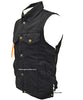 Men's Motorcycle Blk 8 Pocket denim shirt collar vest with side laces 