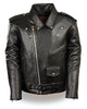 Men's riding classic biker police style Blk Leather jacket with side laces 