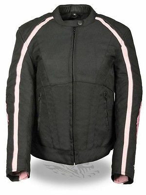 WOMEN'S MOTORCYCLE RIDING PINK TEXTILE JACKET W/ STUD & WINGS DETAILIN ...