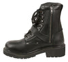 MEN'S MOTORBIKE REAL LEATHER BUCKLED & LACE TO TOE BOOT WITH SIDE ZIPPER 