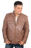 MEN'S CLASSIC BOMER BRN POLICE STYLE LEATHER JACKET WITH ELASTICS GREAT PRICE 