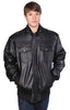 MEN'S BLK BOMER LEATHER JACKET WITH ZIPOUT LINNING INSIDE 5 POCKETS VERY WARMNEW 