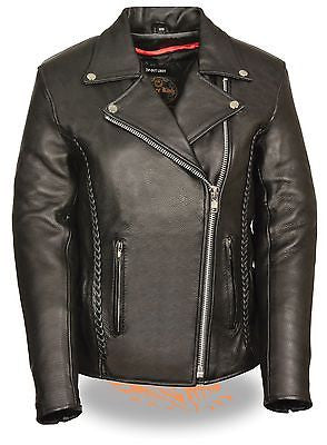 WOMEN'S MOTORCYCLE MC STYLE WITH BRAID & STUD BACK DETAILING W/2 GUN POCKETS 