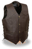 Men's Motorcycle Brn Retro Side Lace Live to ride Leather Vest 