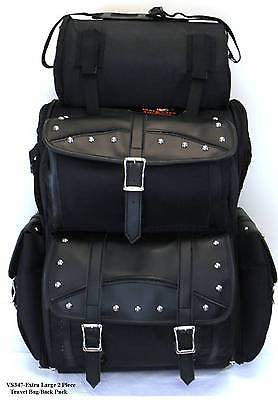 MOTORCYCLE SISSY TRAVEL BAR BAGS STUD PLAIN BAG BACK PACK TRAVEL LUGGAGE ALL NEW 