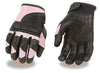 WOMEN'S GENUINE MESH/LEATHER COMBO RACING GLOVE W/PADDED KNUCLES PROTECTION SOFT 