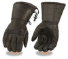 MEN'S GENUINE LEATHER WATERPROOF GUANTLET KNUCKLES GLOVES & DRAWSTRING CUFFSOFT 