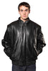 MEN'S BOMBER LEATHER JACKET WITH FUR ZIPOUT LINNING INSIDE COWHIDE LEATHER BLACK 