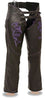 MOTORYCLE WOMENS PURPLE LEATHER CHAP W/REFLECTIVE TRIBAL EMBRIODERY VERY SOFT 