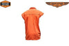 Men's Motorcycle Orange Cotton Cut off Frayed Sleeves Shirt 
