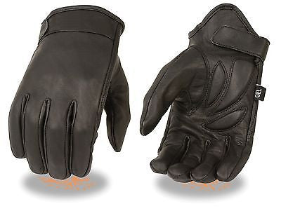 MEN'S PREMIUM LEATHER SHORT WRISTED CRUISER GLOVE WITH VELCRO STRAP & GEL PALM 