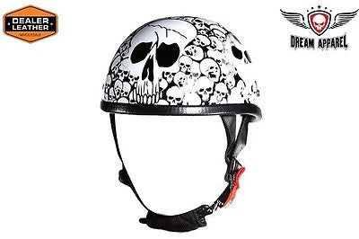 MOTORCYCLE WHITE EAGLE NOVELTY HELMET WITH SKULL GRAPHIC W/CHIN STRAPCOMFORTABLE 
