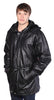 MEN'S LONG 3/4 PARKA MID-LENGHT HOODED PREMIUM NAPPA LEATHER JACKET BLACK 