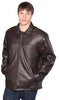 Men's Plain traditional Brown zipper front leather jacket with 2 pockets butter soft leather 