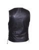 Men's 10 Pocket Blk Rub off patch holder Leather vest with 2 Gun pockets inside 