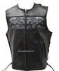 MEN'S SKULL LEATHER VEST WITH REFLECTIVE FEATURE W/2GUN POCKETS & SIDE LACES 