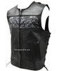 MEN'S SKULL LEATHER VEST WITH REFLECTIVE FEATURE W/2GUN POCKETS & SIDE LACES 