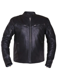 Men's Motorcycle riding Blk Scoter Vented leather jacket with 2 Gun pockets inside