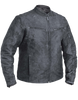 Men's Motorcycle riding Distressed Tombstone Grey Vented leather jacket with 2 Gun pockets inside 