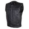 Mens Motorcycle Paisley Liner Collarless premium leather Son of anarcy Exterior Gunpocket Vest 