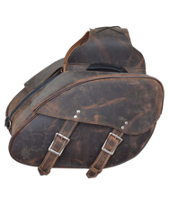 Motorcycle 2 Pc waterproof Distressed Brown Real Leather saddlebag luggage
